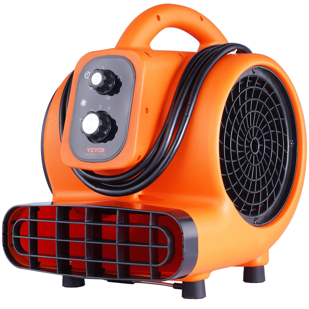 VEVOR Floor Blower, 1380 RPM 1000 CFM, Air Mover for Drying and Cooling, Portable Carpet Dryer Fan with 4 Blowing Angles, Timer, 3-Speeds Adjustment, for Janitorial, Home, Commercial Use