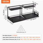 VEVOR 2 Tier Pull Out Cabinet Organizer(10.7"W x 14.2"D ), Under Sink Organizer and Storage, Slide Out Drawer Cabinet Organizer, Wire Basket Shelf, 25.5"Wx15.5"Dx13"H Install Size for Cabinet (2 Pack)