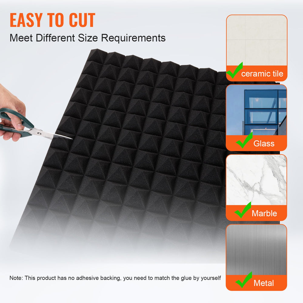 VEVOR Acoustic Foam Panels, 4 Pack 48 x 24 x 2 inches, Pyramid Designed Soundproof Wall Panels, Sound Dampening Absorbing Panels for Studio Wall and Ceiling,Black