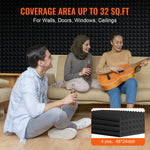 VEVOR Acoustic Foam Panels, 4 Pack 48 x 24 x 2 inches, Pyramid Designed Soundproof Wall Panels, Sound Dampening Absorbing Panels for Studio Wall and Ceiling,Black