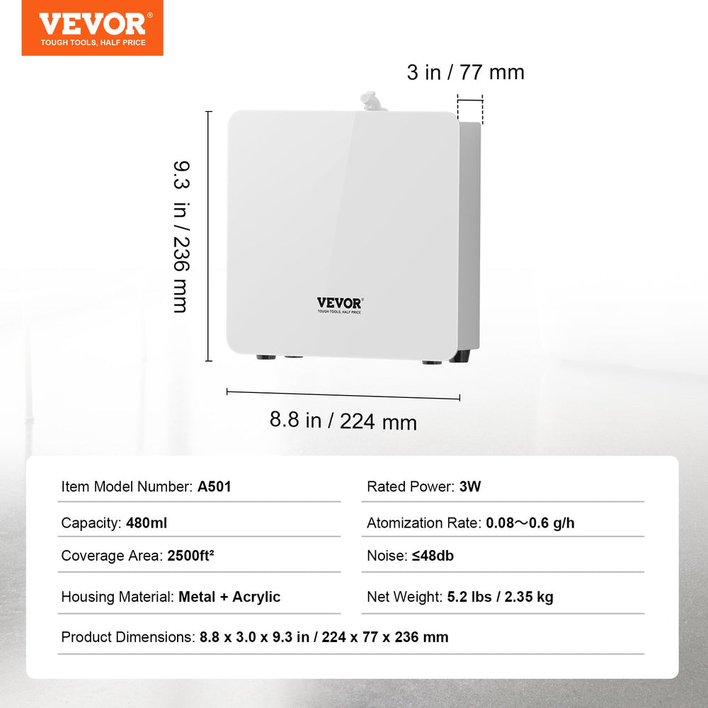VEVOR Scent Air Machine for Home 480ML Cold Air Diffuser 2500sq.ft Waterless