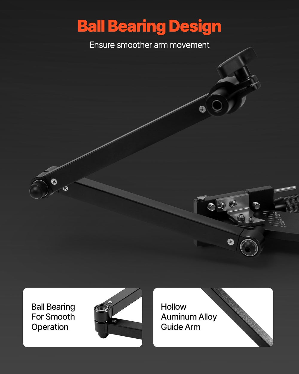 VEVOR Lawn Mower Blade Sharpener, 15° - 45° Adjustable Lawnmower Blade Sharpening Tool with 4 Adapter Pins, Ball Bearing Design & 25mm Enlarged Handle, Compatible with Most Angle Grinders