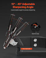 VEVOR Lawn Mower Blade Sharpener, 15° - 45° Adjustable Lawnmower Blade Sharpening Tool with 4 Adapter Pins, Ball Bearing Design & 25mm Enlarged Handle, Compatible with Most Angle Grinders