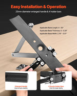 VEVOR Lawn Mower Blade Sharpener and Balancer, 15° - 45° Adjustable Lawnmower Blade Sharpening Tool with 4 Adapter Pins, Ball Bearings & 25mm Enlarged Handle, Compatible with Most Angle Grinders