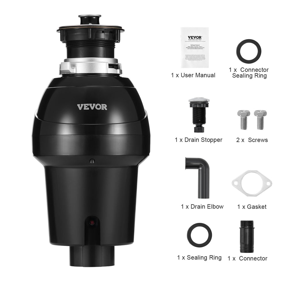 VEVOR Garbage Disposal 1 HP Continuous Food Waste Disposer 3960 RPM EZ Connect