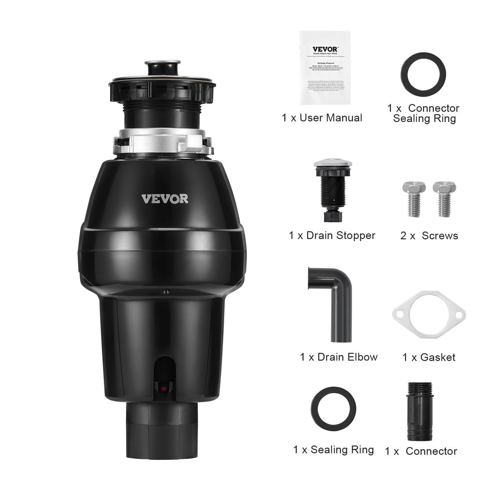 VEVOR Garbage Disposal 3/4 HP Continuous Food Waste Disposer 3930 RPM EZ Connect