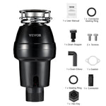 VEVOR Garbage Disposal 3/4 HP Continuous Food Waste Disposer 3600 RPM 3-Bolt