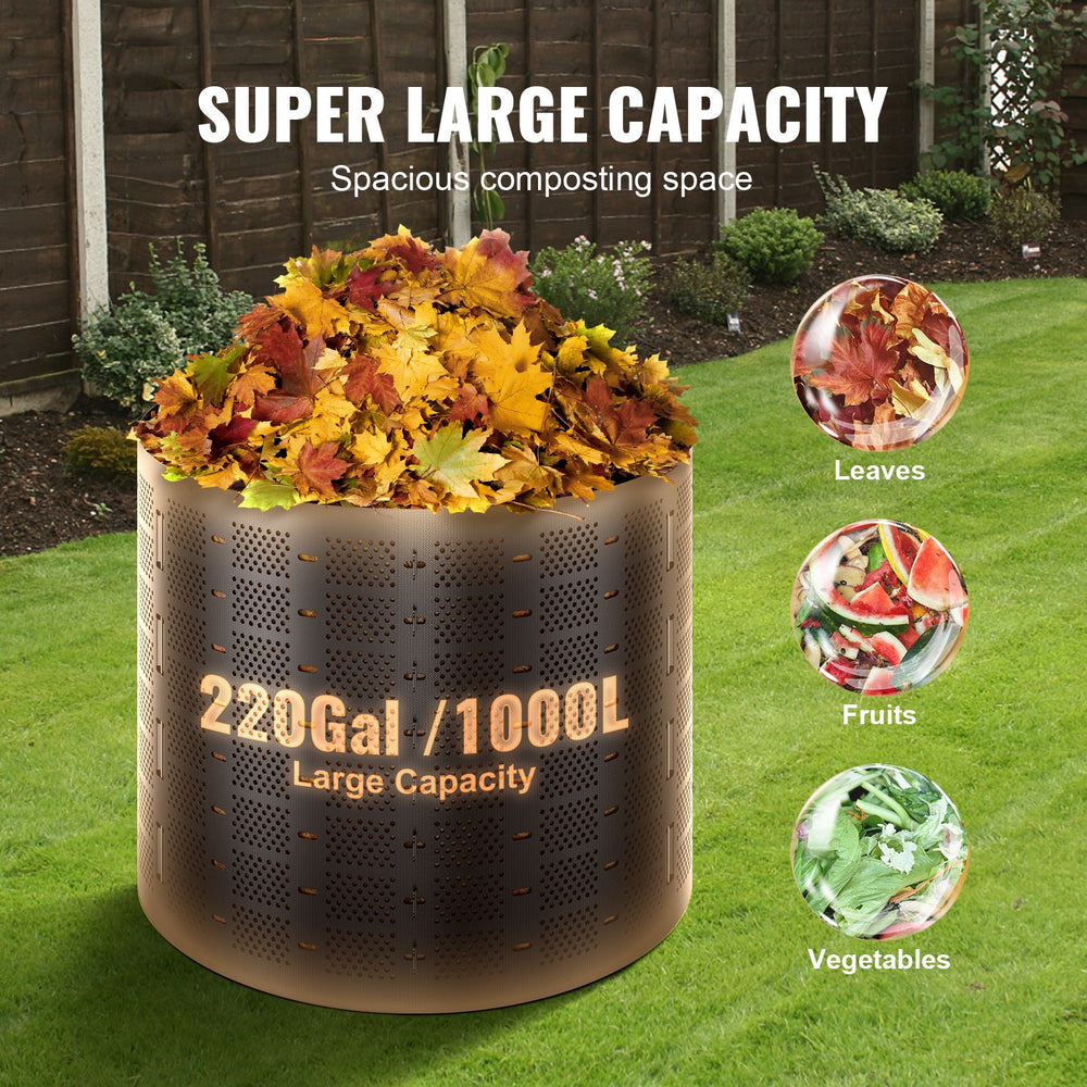 VEVOR Compost Bin 832.8 L, Outdoor Expandable Composter, Easy to Setup & Large Capacity Composting Bin, Fast Creation of Fertile Soil