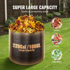 VEVOR Compost Bin 832.8 L, Outdoor Expandable Composter, Easy to Setup & Large Capacity Composting Bin, Fast Creation of Fertile Soil