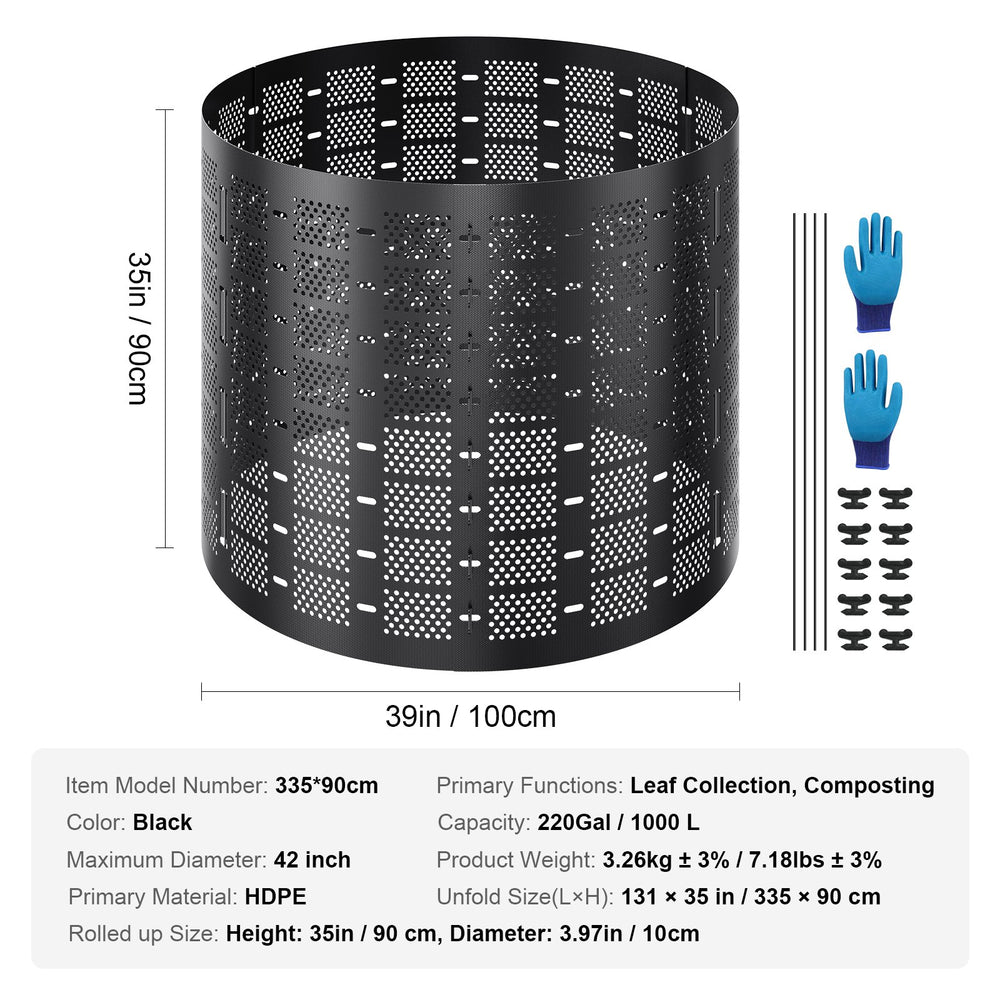 VEVOR Compost Bin 832.8 L, Outdoor Expandable Composter, Easy to Setup & Large Capacity Composting Bin, Fast Creation of Fertile Soil
