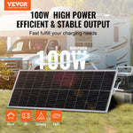 VEVOR 100W Monocrystalline Solar Panel Kit, 12V Monocrystalline Solar Panel + Charge Controller, 23% High-Efficiency Monocrystalline PV Module, IP68 Waterproof for RV, Boats, Camping, Off-Grid System