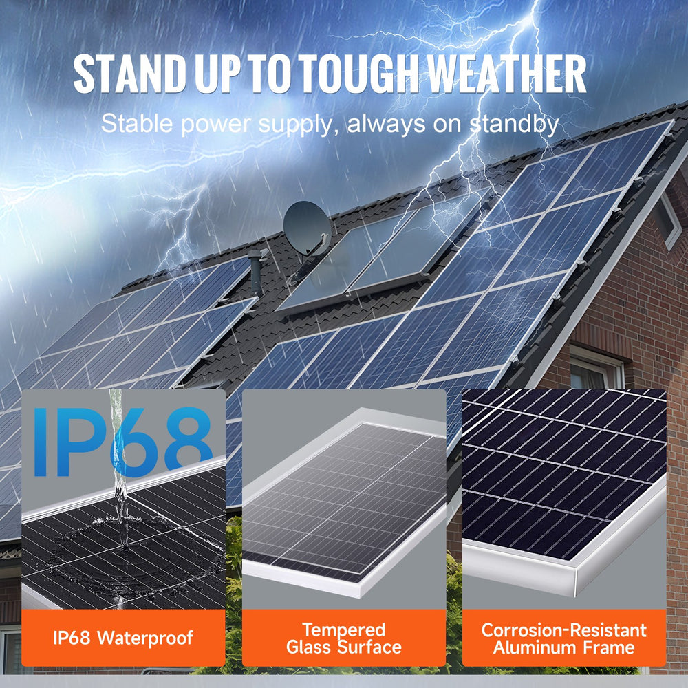VEVOR 100W Monocrystalline Solar Panel Kit, 12V Monocrystalline Solar Panel + Charge Controller, 23% High-Efficiency Monocrystalline PV Module, IP68 Waterproof for RV, Boats, Camping, Off-Grid System