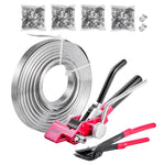 VEVOR Steel Banding Strapping Kit, Heavy Duty Banding Sealer Tool with 122 m Binding Straps, 400 Metal Clasps, Manual Pallet Packaging Strapping Kit for Warehouse, Transportation, Industrial Bundling