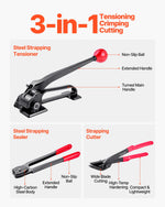 VEVOR Steel Banding Strapping Kit, Heavy Duty Banding Sealer Tool with 183 m Binding Straps, 300 Metal Seals, Manual Pallet Packaging Strapping Kit for Warehouse, Transportation, Industrial Bundling