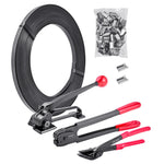 VEVOR Steel Banding Strapping Kit, Heavy Duty Banding Sealer Tool with 183 m Binding Straps, 300 Metal Seals, Manual Pallet Packaging Strapping Kit for Warehouse, Transportation, Industrial Bundling