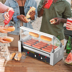 VEVOR Electric 12 Hot Dog 5 Roller Grill Cooker Machine Backsplash & Shelf 1000W