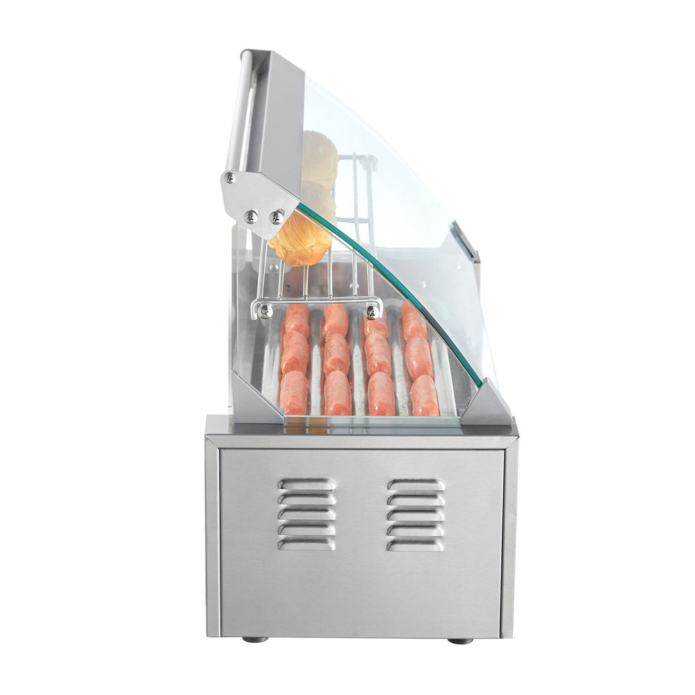VEVOR Electric 12 Hot Dog 5 Roller Grill Cooker Machine Backsplash & Shelf 1000W