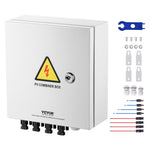 VEVOR PV Combiner Box, 4 String, Solar Combiner Box with 15A Rated Current Fuse 63A Circuit Breaker Lightning Arrester and Solar Connector, Steel Case for On / Off Grid Solar Panel System, IP65