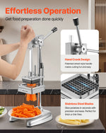 VEVOR Commercial French Fry Cutter, Stainless Steel Vegetable Fruit Chopper with 3 Replacement Blades 12.7mm 9.5mm 6.4mm, Manual Potato Slicer Dicer for Restaurants & Home Kitchen