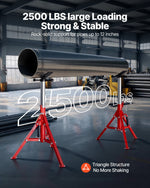 VEVOR V Head Pipe Stand 1/8"-12" Capacity, Adjustable Height 610mm-1067mm, Pipe Stands 1134kg Load Capacity, Portable Folding Pipe Stands, Carbon Steel Body for Enhanced Durability
