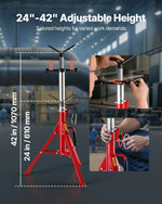 VEVOR V Head Pipe Stand 1/8"-12" Capacity, Adjustable Height 610mm-1067mm, Pipe Stands 1134kg Load Capacity, Portable Folding Pipe Stands, Carbon Steel Body for Enhanced Durability
