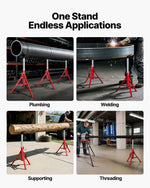 VEVOR V Head Pipe Stand 1/8"-12" Capacity, Adjustable Height 610mm-1067mm, Pipe Stands 1134kg Load Capacity, Portable Folding Pipe Stands, Carbon Steel Body for Enhanced Durability