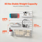 VEVOR Pegboard Combination Kit, 11" x 11" Plastic Pegboard, 4 Panels, Peg Board Wall Organizer Kit with Accessories, for Garage Tool Storage Kitchen Living Room Craft Room Office Bathroom Home, White