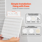 VEVOR Pegboard Combination Kit, 11" x 11" Plastic Pegboard, 4 Panels, Peg Board Wall Organizer Kit with Accessories, for Garage Tool Storage Kitchen Living Room Craft Room Office Bathroom Home, White