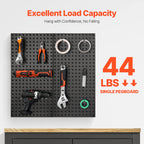 VEVOR Metal Pegboard Panels, 24" x 12" Pegboard, 2 Panels, Heavy Duty Peg Board Wall Organizer with Accessories, for Living Room Garage Tool Storage Office Organization Craft Room Kitchen Home, Black