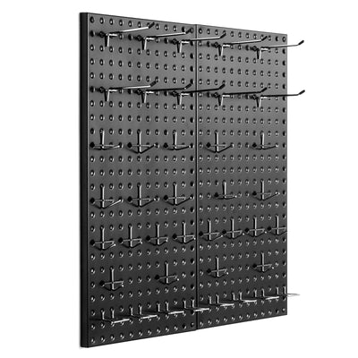 VEVOR Metal Pegboard Panels, 24" x 12" Pegboard, 2 Panels, Heavy Duty Peg Board Wall Organizer with Accessories, for Living Room Garage Tool Storage Office Organization Craft Room Kitchen Home, Black