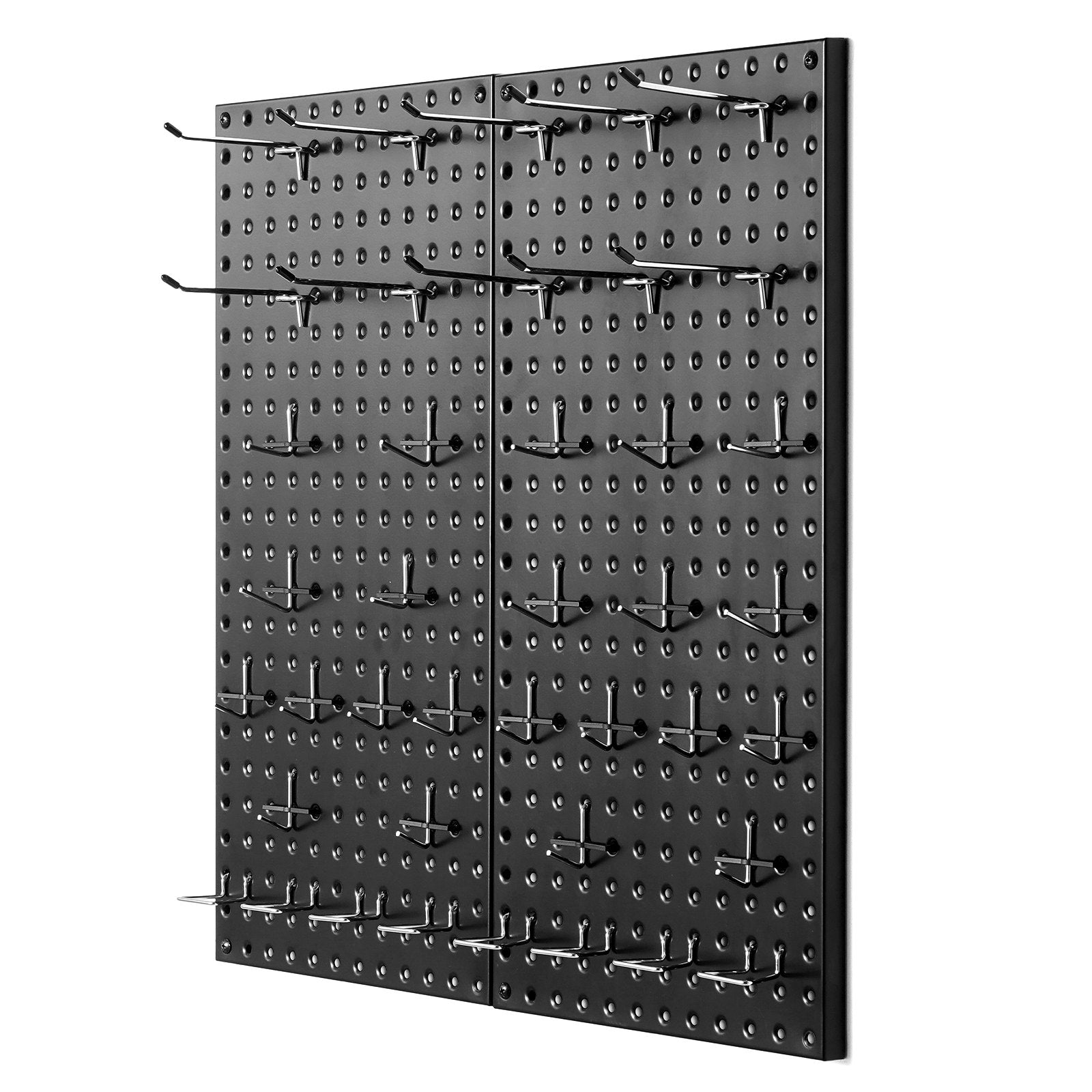 VEVOR Metal Pegboard Panels, 24" x 12" Pegboard, 2 Panels, Heavy Duty Peg Board Wall Organizer with Accessories, for Living Room Garage Tool Storage Office Organization Craft Room Kitchen Home, Black