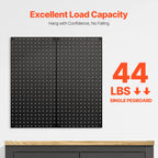 VEVOR Metal Pegboard Panels, 32" x 16" Pegboard, 2 Panels, Heavy Duty Steel Peg Board Wall Organizer, for Living Room Garage Tool Storage Workbench Office Organization Craft Room Kitchen Home, Black