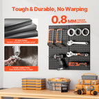 VEVOR Metal Pegboard Panels, 32" x 16" Pegboard, 2 Panels, Heavy Duty Steel Peg Board Wall Organizer, for Living Room Garage Tool Storage Workbench Office Organization Craft Room Kitchen Home, Black