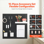 VEVOR Pegboard Combination Kit, 11" x 11" Plastic Pegboard, 4 Panels, Peg Board Wall Organizer Kit with Accessories, for Garage Tool Storage Kitchen Living Room Craft Room Office Bathroom Home, Black