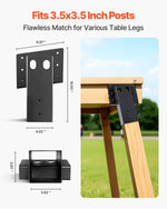 VEVOR Deer Blind Brackets, Outdoor 3.6x3.6 Platform Bracket, Fit 3.5x3.5 In / 88.9x88.9 mm Lumber, 2204lbs/1000kg Capacity Steel Elevator Brackets for Deer Stand, Hunting Blinds, Shooting Shack, 8 Pcs