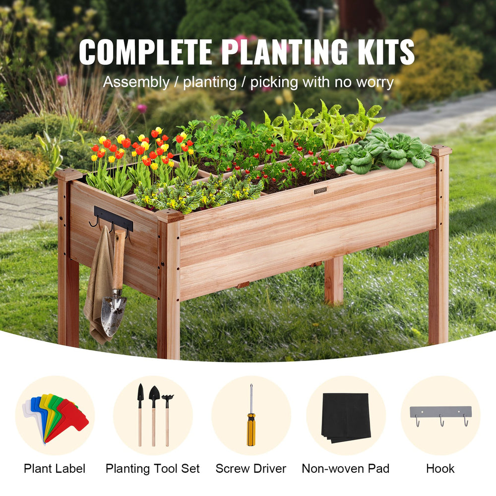 VEVOR Wooden Raised Garden Bed Planter Box 120 x 58 x 76 cm Flower Vegetable Herb