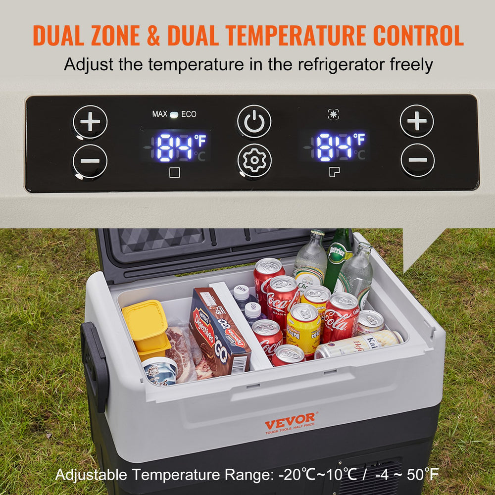 VEVOR Portable Car Refrigerator Freezer Compressor 54.9 L Dual Zone for Car Home