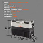 VEVOR Portable Car Refrigerator Freezer Compressor 54.9 L Dual Zone for Car Home