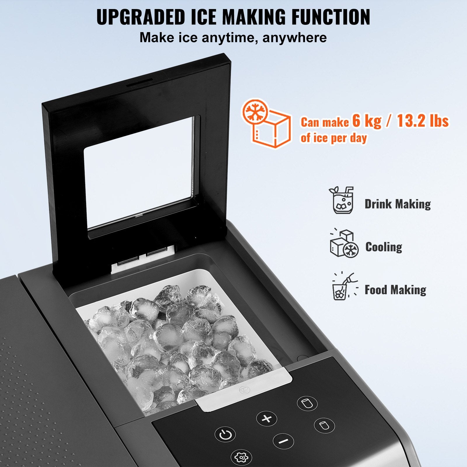 VEVOR Portable Car Refrigerator, with Ice Making Function, 12 Volt Car Refrigerator Fridge, 35 L Single Zone Portable Freezer, -4℉-68℉ Adjustable Temperature, with Casters for Camping, Car, RV