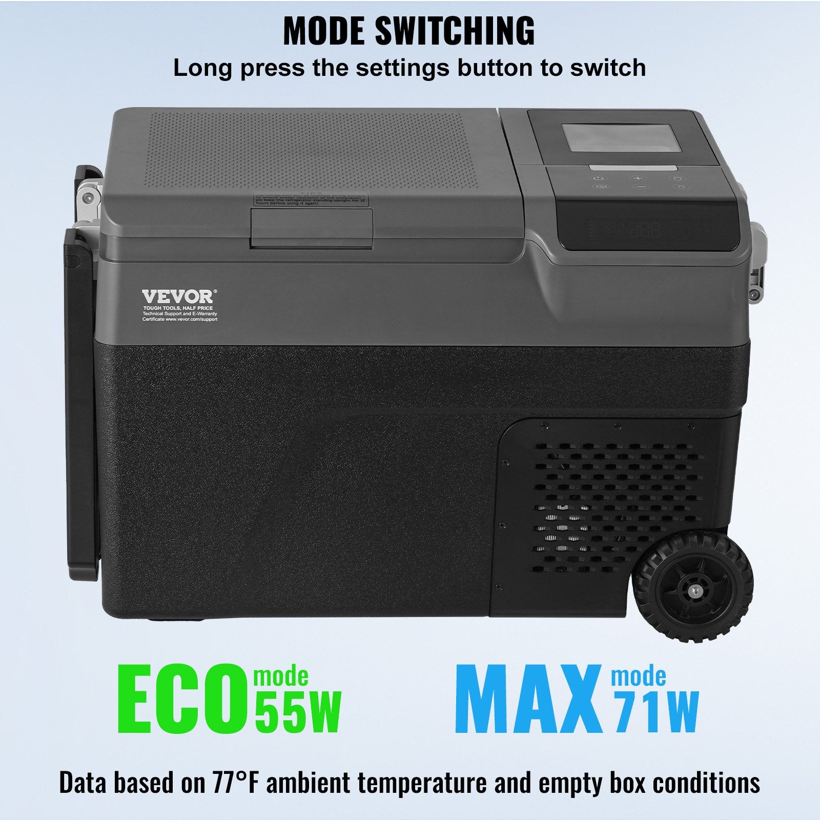 VEVOR Portable Car Refrigerator, with Ice Making Function, 12 Volt Car Refrigerator Fridge, 35 L Single Zone Portable Freezer, -4℉-68℉ Adjustable Temperature, with Casters for Camping, Car, RV