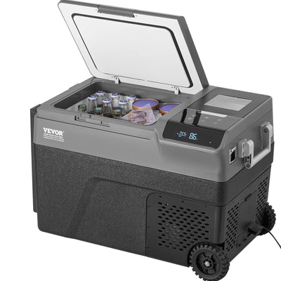 VEVOR Portable Car Refrigerator, with Ice Making Function, 12 Volt Car Refrigerator Fridge, 35 L Single Zone Portable Freezer, -4℉-68℉ Adjustable Temperature, with Casters for Camping, Car, RV