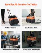 VEVOR Rolling Tool Bag, 110 lbs Load Capacity, 27 Pockets Heavy Duty Roller Tool Bag on Wheels, Adjustable Telescoping Handle & Stable Base, Toolbag Organizers with Wheels for Construction, Mechanic