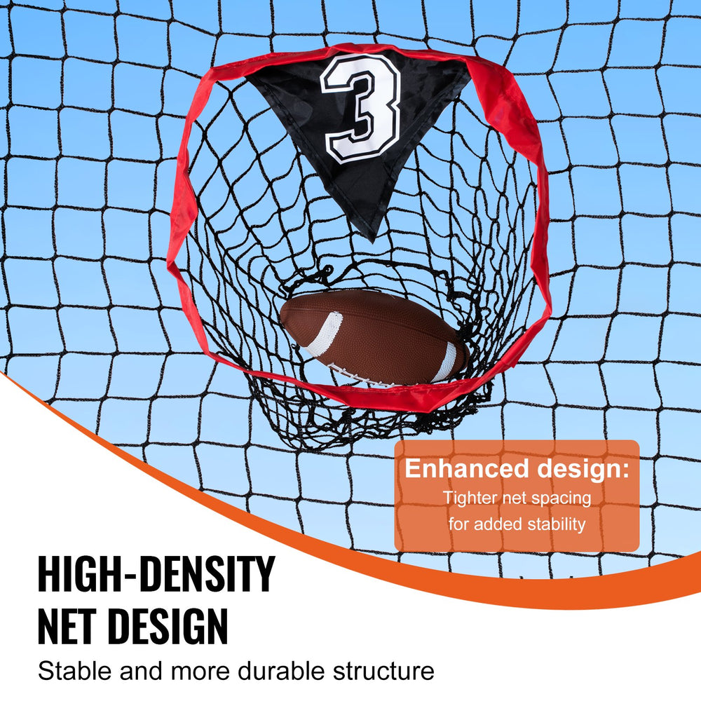 VEVOR 8 x 8 ft Football Trainer Throwing Net, Training Throwing Target Practice Net with 5 Target Pockets, Knotless Net Includes Bow Frame and Portable Carry Case, Improve QB Throwing Accuracy, Red