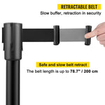 VEVOR Crowd Control Stanchion, Set of 8 Pieces Stanchion Set, Stanchion Set with 6.6 ft/2 m Black Retractable Belt, Black Crowd Control Barrier with Concrete and Metal Base – Easy Connect Assembly