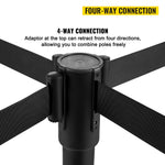 VEVOR Crowd Control Stanchion, Set of 8 Pieces Stanchion Set, Stanchion Set with 6.6 ft/2 m Black Retractable Belt, Black Crowd Control Barrier with Concrete and Metal Base – Easy Connect Assembly