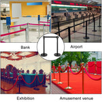 VEVOR Crowd Control Stanchion, Set of 8 Pieces Stanchion Set, Stanchion Set with 6.6 ft/2 m Black Retractable Belt, Black Crowd Control Barrier with Concrete and Metal Base – Easy Connect Assembly