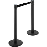 VEVOR Crowd Control Stanchion, 8 Pieces Stanchion Set, with 6.6 ft/2 m Black Retractable Belt, Black Crowd Control Barrier with Concrete and Metal Base, Easy Connect Assembly