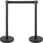 VEVOR Crowd Control Stanchion, 8 Pieces Stanchion Set, with 6.6 ft/2 m Black Retractable Belt, Black Crowd Control Barrier with Concrete and Metal Base, Easy Connect Assembly