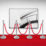 VEVOR 4 Pack Retractable Silver Round Top Stanchion Post Queue Crowd Control Barrier Posts Line Pole with 1.5M Red 2 Velvet Rope