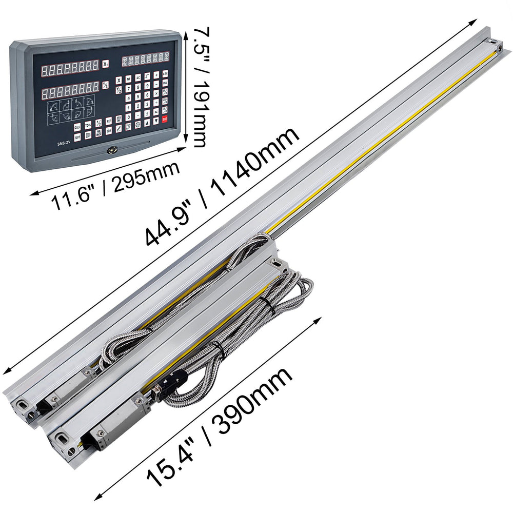 VEVOR 2 Axis Digital Readout DRO Display 1000mm and 250mm Travel Length Precision Linear Scale Axis Digital Readout